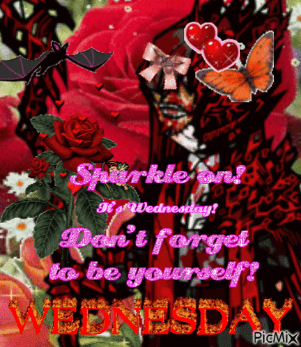 a sparkle on wednesday greeting card with flowers and butterflies