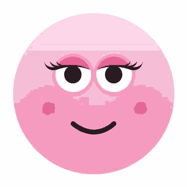 a pink smiley face with a pink heart on it