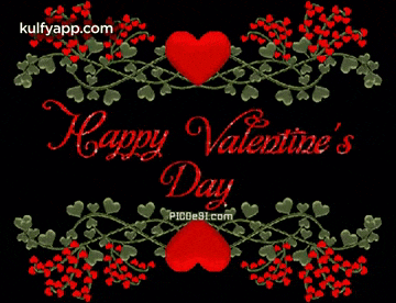 a happy valentine 's day greeting card with hearts and clovers