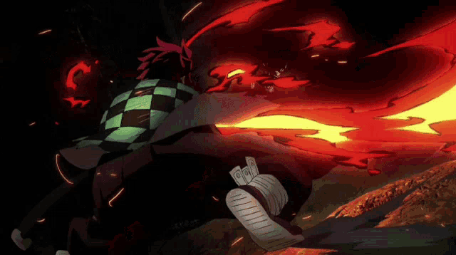 a cartoon character with a red and yellow flame coming out of his chest