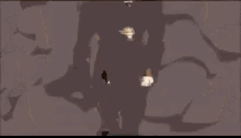 a cartoon character is standing in front of a circle of smoke .
