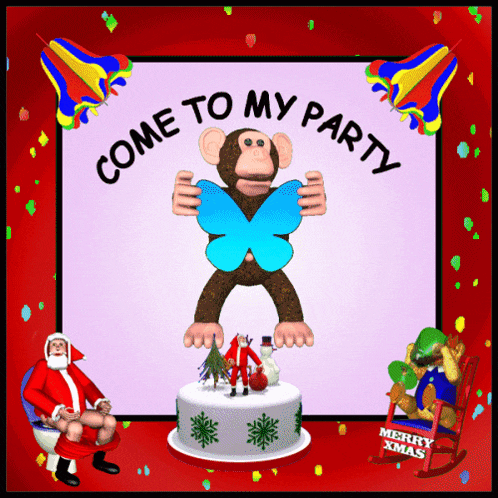a poster that says come to my party with a monkey