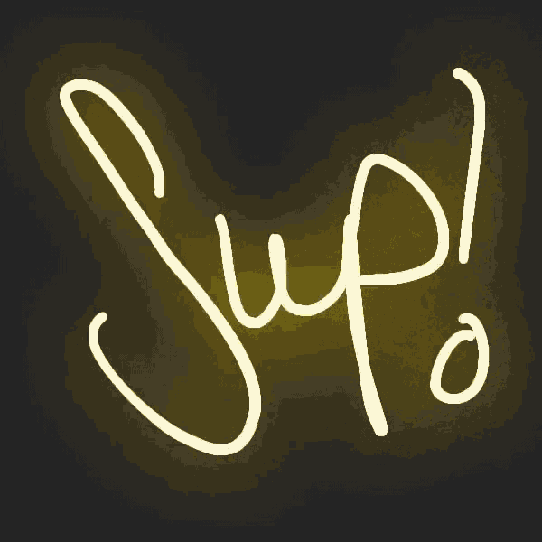 a black background with the word sup written in white