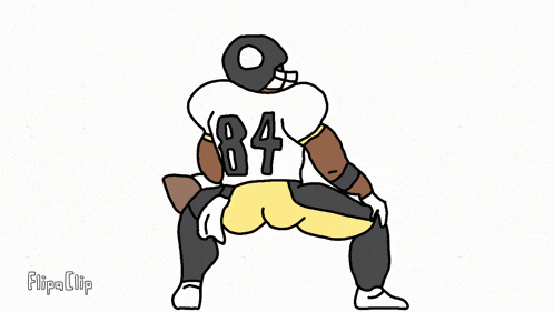 a cartoon drawing of a football player with the number 84