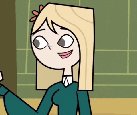 a blonde cartoon character with a flower in her hair is smiling