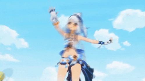 a girl in a video game is holding a butterfly in her hand