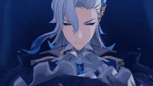 a man with long white hair is holding a sword in his hands