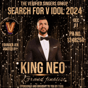 king neo is a grand finalist in the verified singers group search for v idol 2024