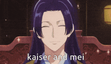kaiser and mei are standing in front of a group of people