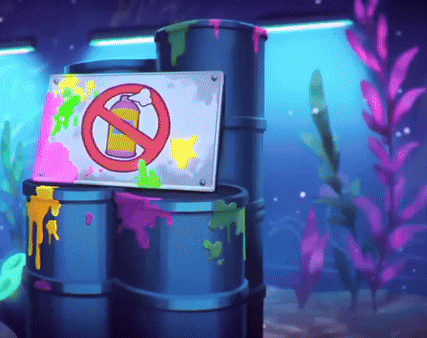 a stack of barrels with a no spray paint sign on top