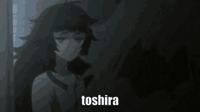 a picture of a girl with the name toshira on the bottom right