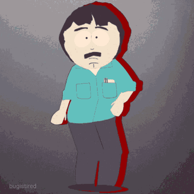 a cartoon character from south park with a red shadow