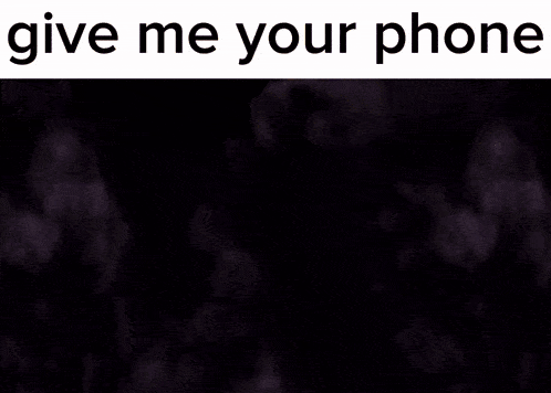 a poster that says give me your phone with a cartoon character in the background