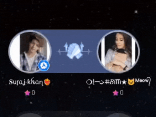 a man and a woman are on a screen with their names suraj-khan and meow