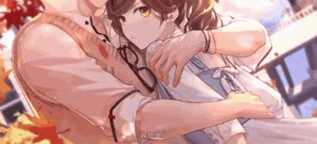 a man is holding a girl in his arms in a cartoon .