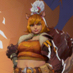 a pixelated drawing of a woman with a cat 's ears on her head