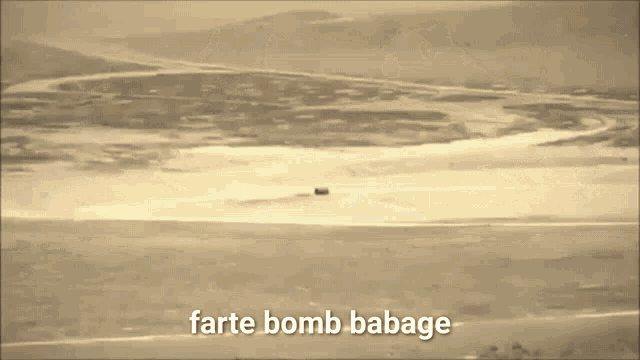 a large explosion in the sky with the words farte bomb babage below it