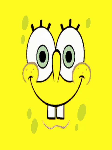 a cartoon drawing of spongebob with a big smile