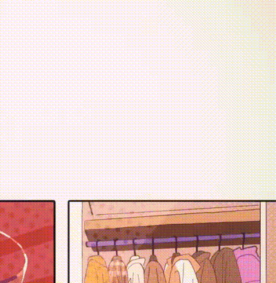 a cartoon of a person standing in front of a closet with clothes hanging on it .