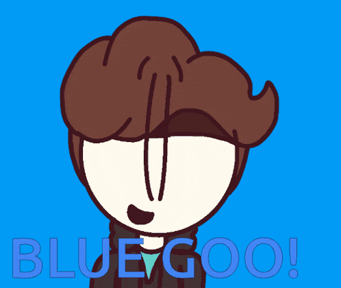 a cartoon drawing of a person with the words bluegoo written below it
