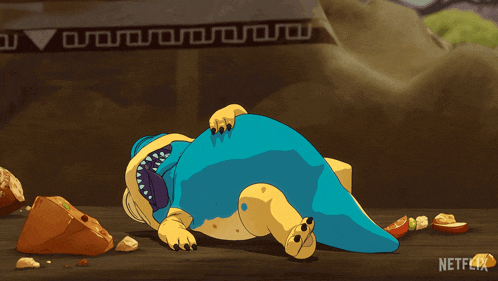 a cartoon of a dinosaur with a netflix logo on the bottom