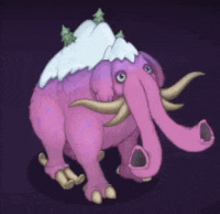 a pink cartoon elephant with trees on its back