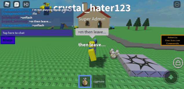 a screenshot of a video game with the name crystal hater123 on it