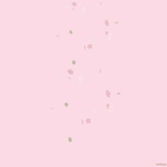 a pink background with flowers and leaves falling down