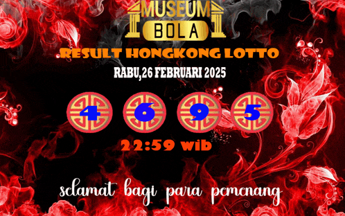 a poster that says museum bola result hong kong lotto