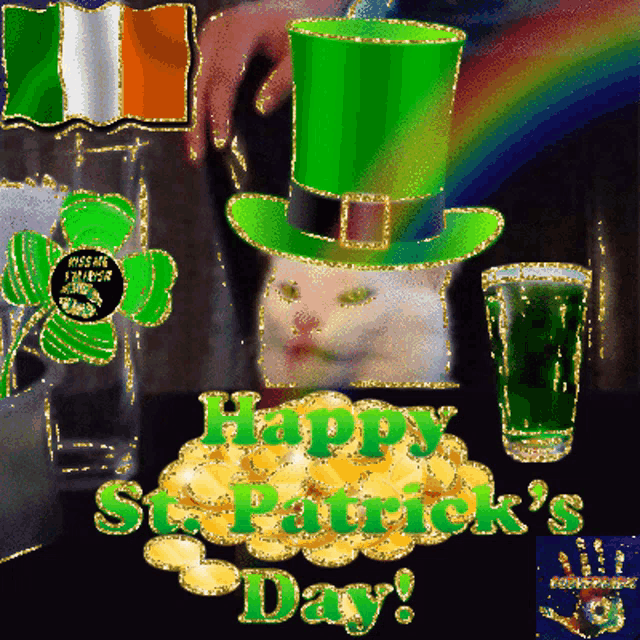 a greeting card for st. patrick 's day with a cat