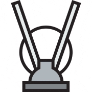 a black and white icon of a sling with two straps .