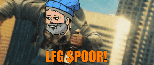 a cartoon of a man with a beard says lfg poor