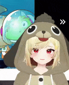 a girl is wearing a hoodie that looks like a dog ..