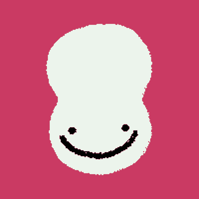 a pixel art drawing of a ghost with a mustache