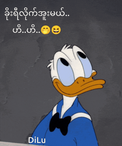 a picture of donald duck with a caption in another language