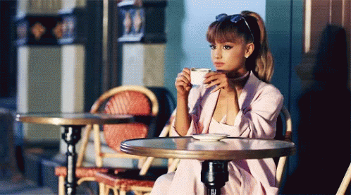Ariana Grande Sips Coffee GIF - Ariana Grande Sips Coffee Chillin GIFs