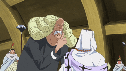 a cartoon drawing of a man with a wig on his head