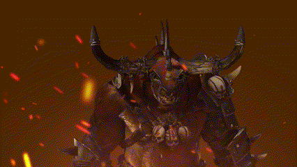 a demon with horns is surrounded by red arrows pointing down