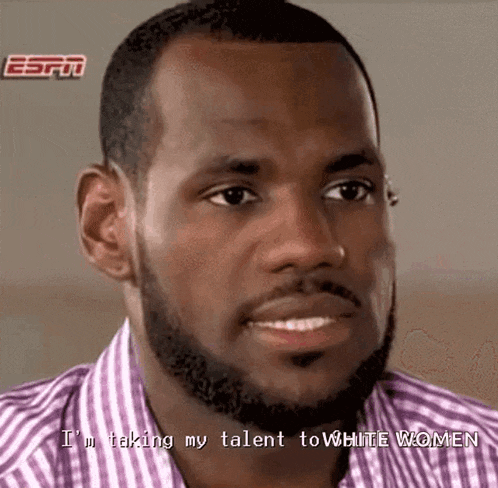 a man with a beard is talking about taking his talent to white women .