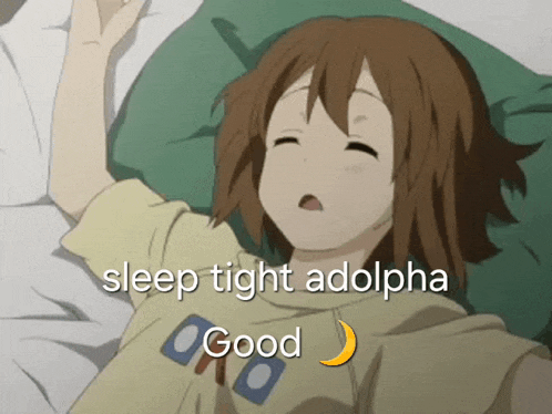 a picture of a girl with the words sleep tight adolpha good