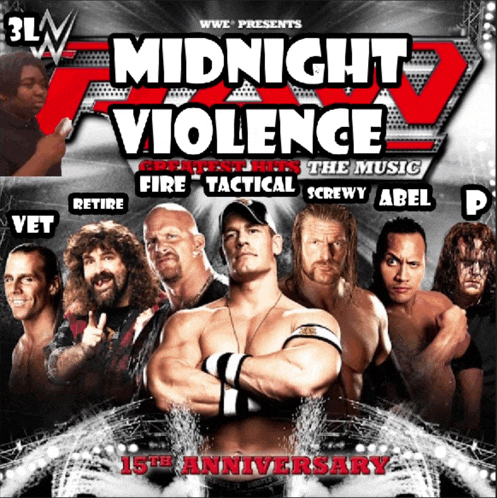 a poster for midnight violence 15th anniversary show