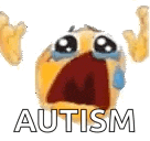 a yellow smiley face with its mouth open and tears coming out of it is crying .
