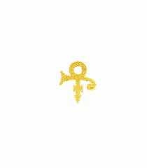a gold symbol with a swirl and an arrow pointing down