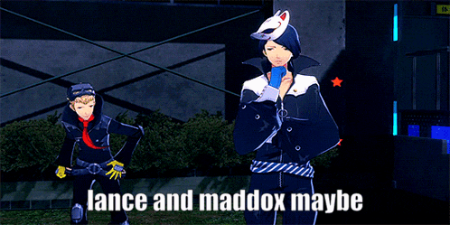 a video game scene with lance and maddox maybe written below it