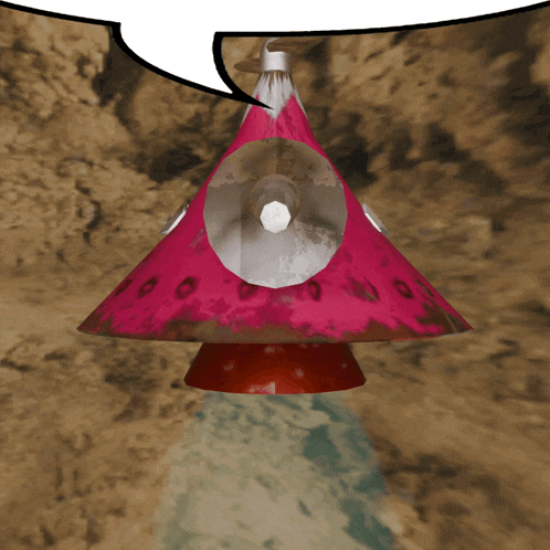 a pink object with a speech bubble in the background