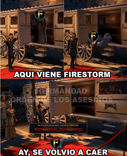 a screenshot of a video game with the words aqui viene firestorm ay se volvio a caer