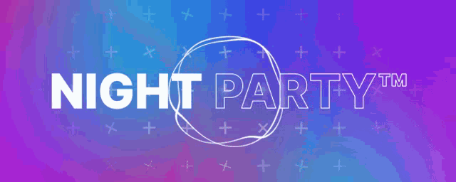 night party tm is written in white on a purple background