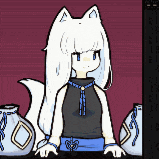 a drawing of a girl with white hair and a cat ears
