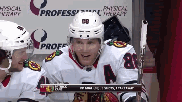 a hockey player named patrick kane is on the ice