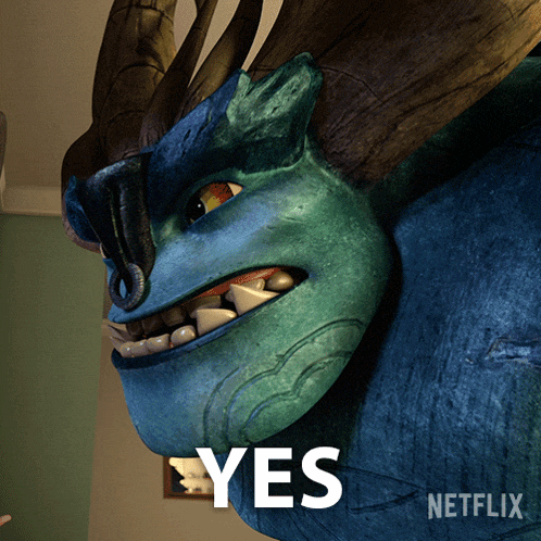 a netflix advertisement with a blue monster with horns